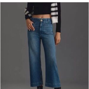 Anthropologie Maeve The Colette Cropped Wide Leg Denim Pants Medium Blue Size 25